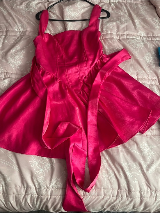 House of CB Dresses & Skirts - House of CB Hot Pink Satin Strap Mini Dress